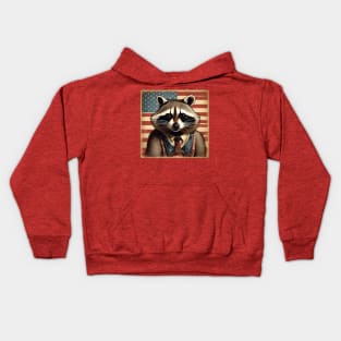 American Retro Raccoon Kids Hoodie